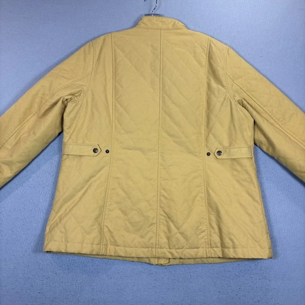 Orvis Jacket Womens XLarge Tan Quilted Snap‎ Front Cotton Lined Casual Insulated